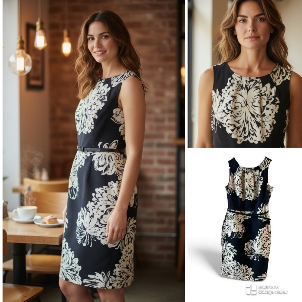 Evan Picone chrysanthemum cotton dress